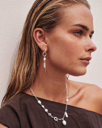The Amara Drop Earring & Necklace Stack - Silver