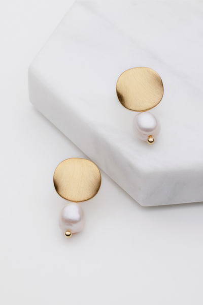 Hazel Brushed Earring - Gold