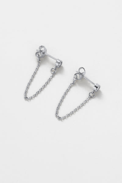 Crystal Chain Wrap Earring - Silver