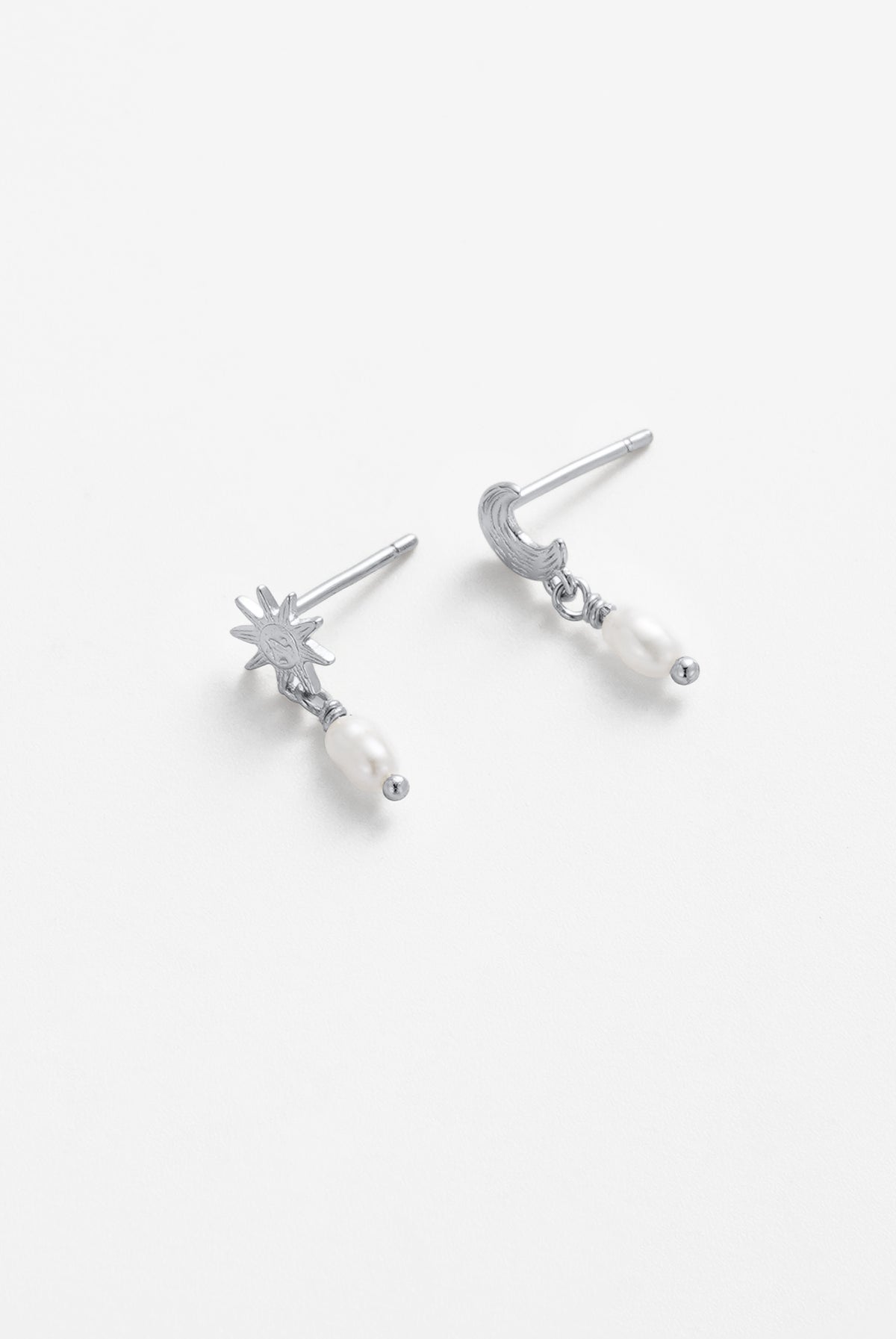 Luna Pearl Drop Earring - Silver