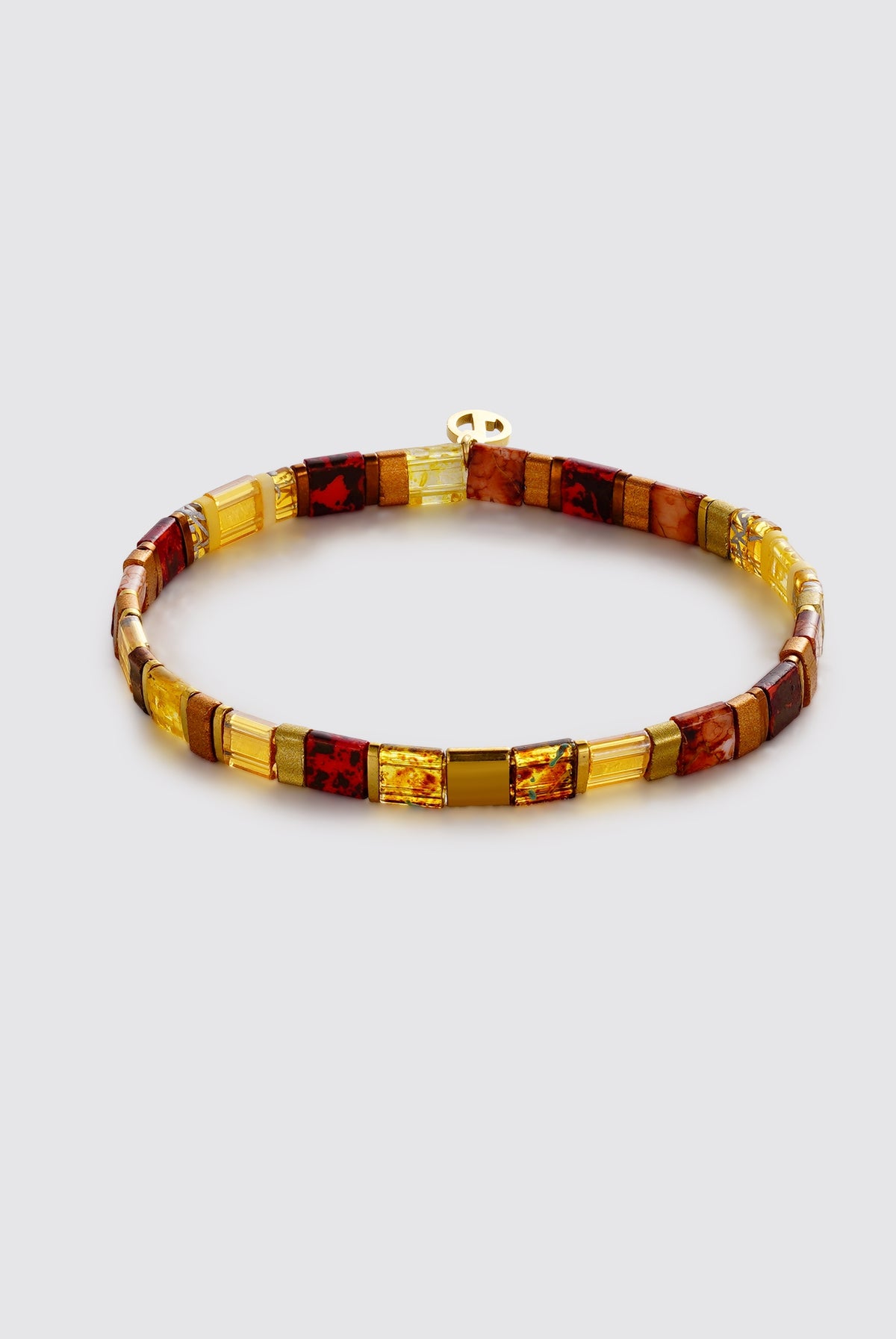 Tile Bracelet - Red/Gold