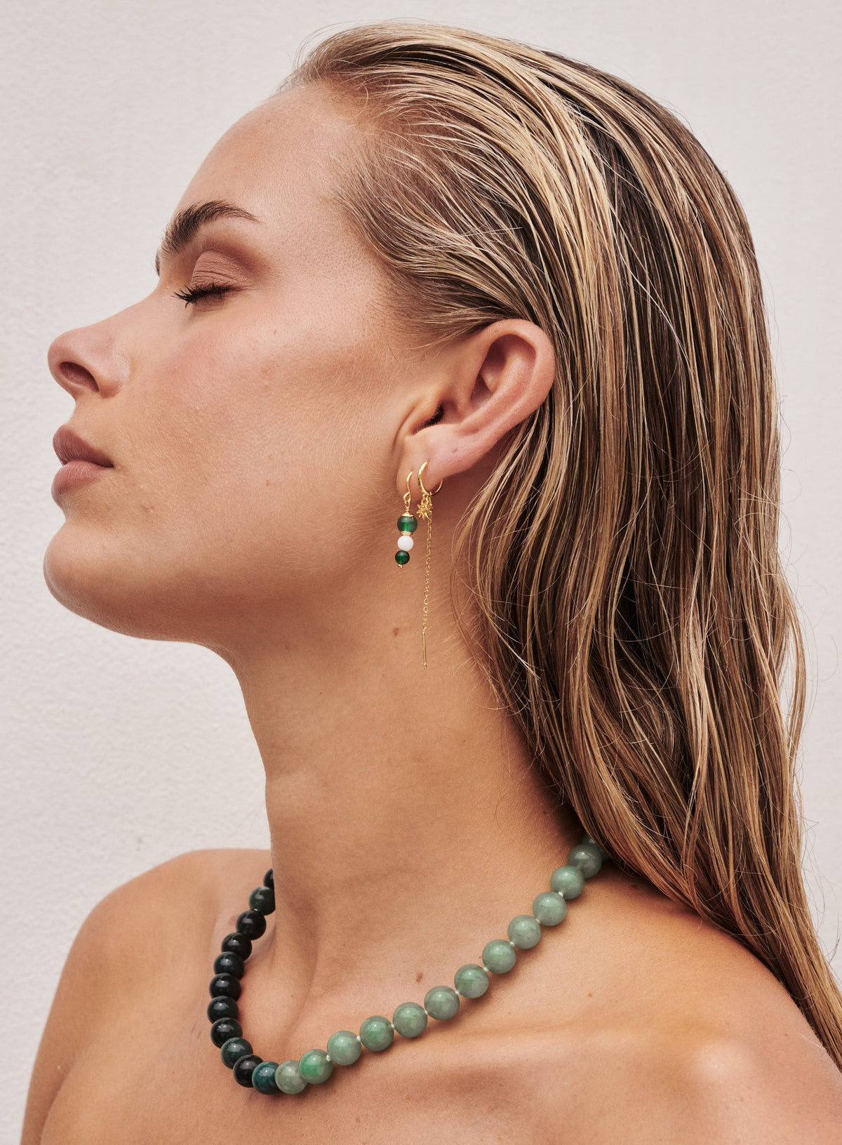 Amelia Thread Earrings - Green