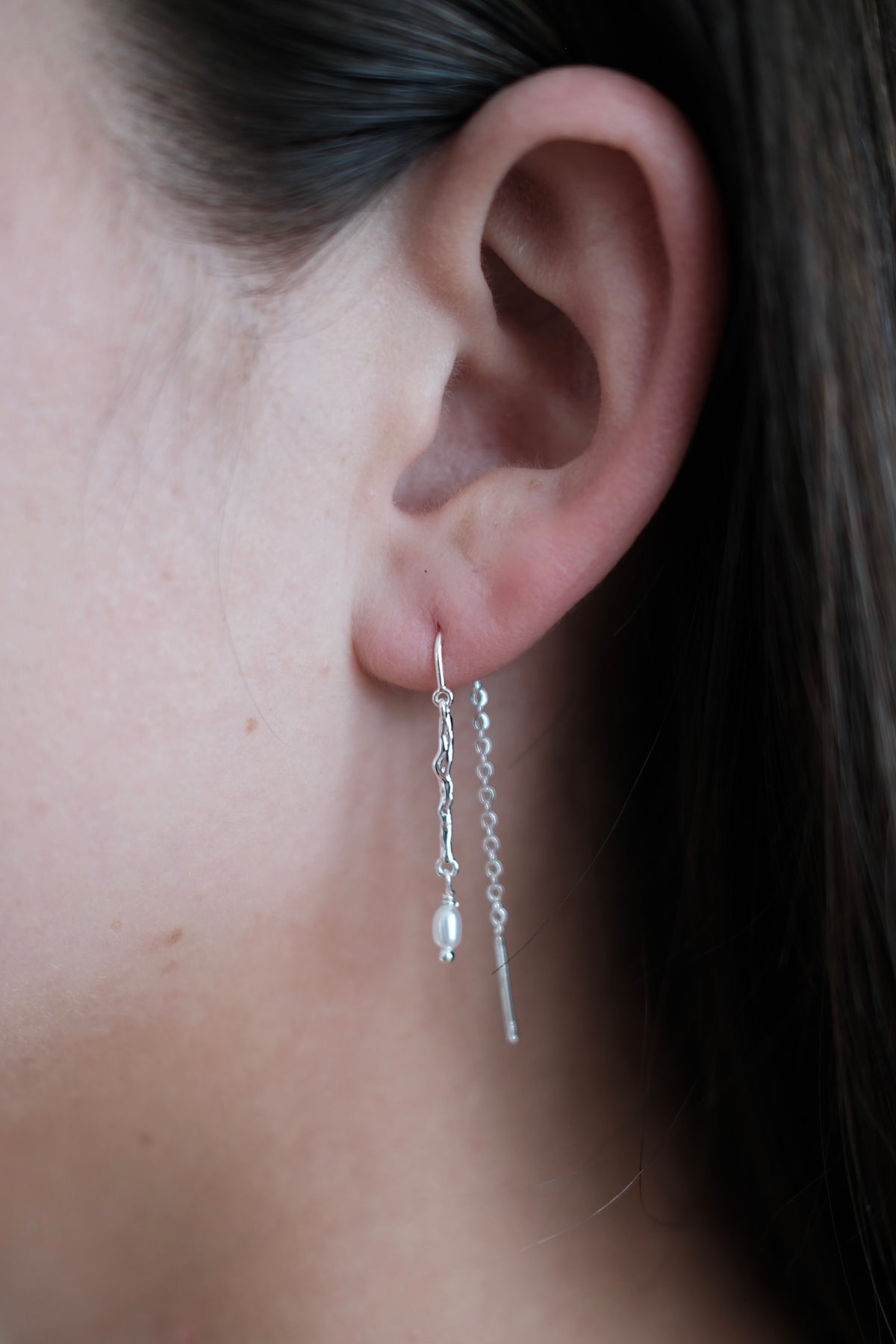Alessia Thread Earring - Silver