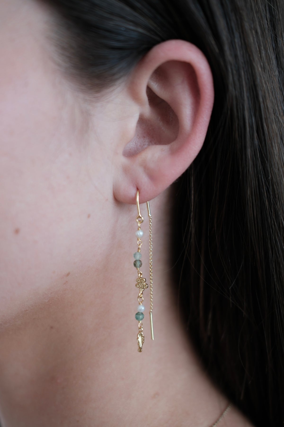 Margot Thread Earring - Green